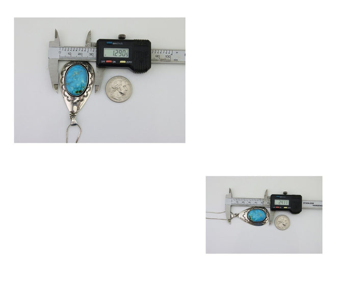 Navajo Necklace 925 Silver Natural Blue Turquoise Artist Tony Guerro C.80's