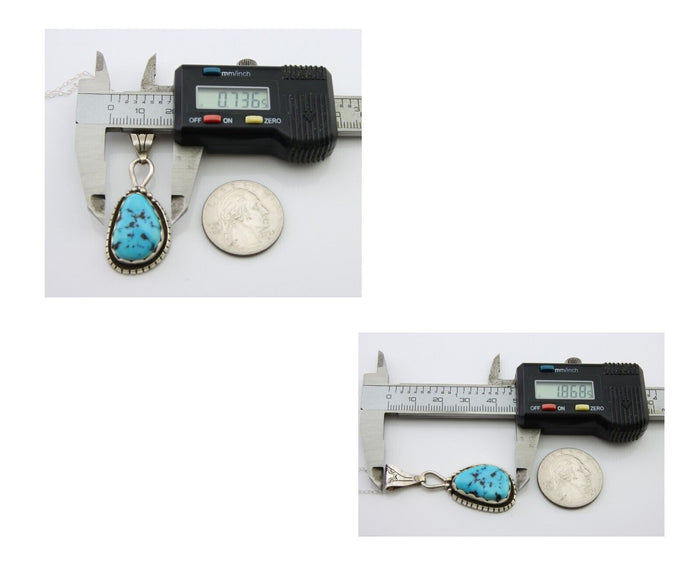 Navajo Necklace 925 Silver Natural Blue Turquoise Artist Tony Guerro C.80's