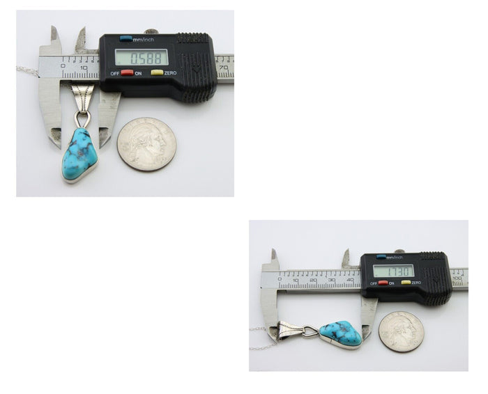 Navajo Necklace 925 Silver Natural Blue Turquoise Artist Tony Guerro C.80's