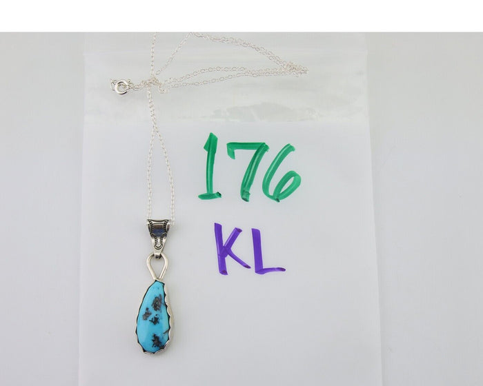 Navajo Necklace 925 Silver Natural Blue Turquoise Artist Tony Guerro C.80's