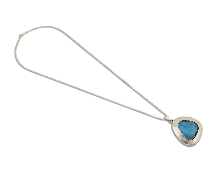 Navajo Necklace 925 Silver Natural Blue Turquoise Native American Artist C.80's