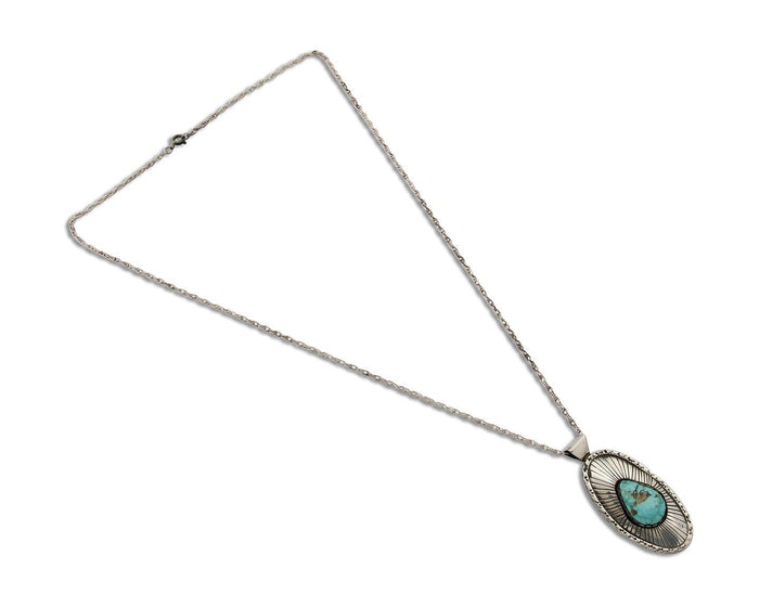 Navajo Necklace 925 Silver Natural Blue Turquoise Native American Artist C.80's