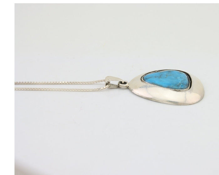 Navajo Necklace 925 Silver Natural Blue Turquoise Native American Artist C.80's