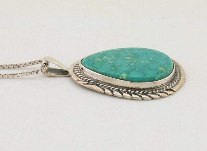 Navajo Necklace 925 Silver Natural Blue Turquoise Native American Artist C.80's