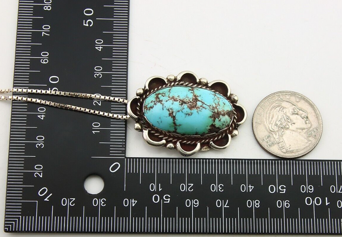 Navajo Necklace 925 Silver Natural Blue Turquoise Native American Artist C.80's