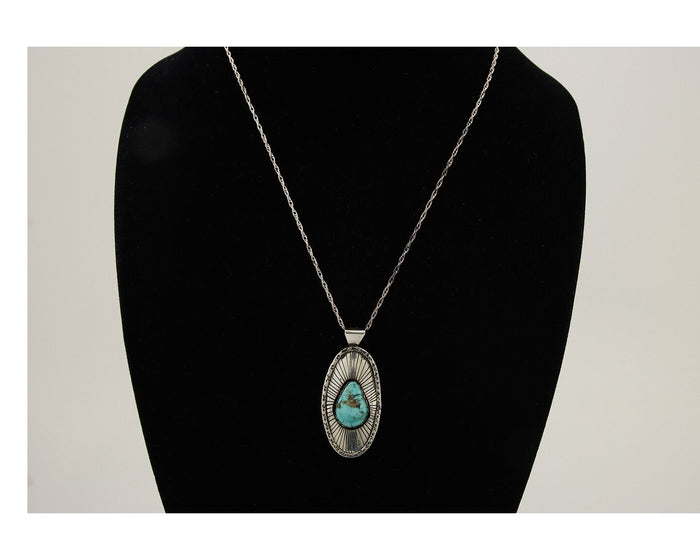 Navajo Necklace 925 Silver Natural Blue Turquoise Native American Artist C.80's