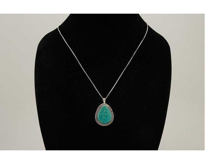 Navajo Necklace 925 Silver Natural Blue Turquoise Native American Artist C.80's
