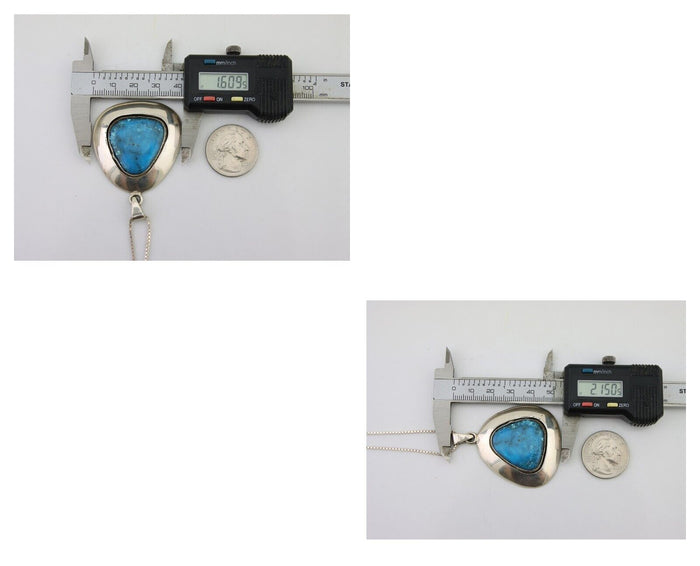 Navajo Necklace 925 Silver Natural Blue Turquoise Native American Artist C.80's