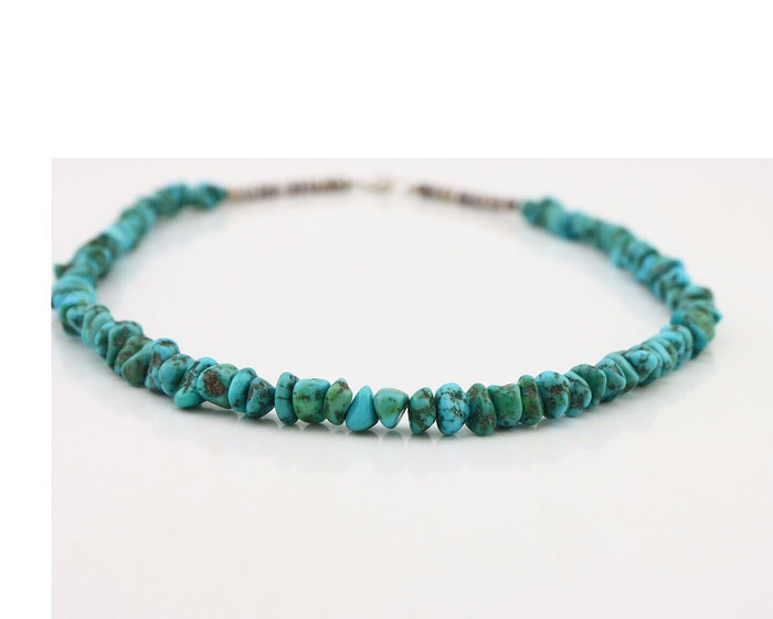 Navajo Necklace 925 Silver Natural Blue Turquoise Native Artist C.80's