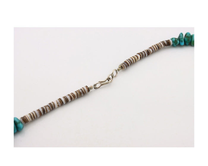 Navajo Necklace 925 Silver Natural Blue Turquoise Native Artist C.80's