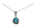 Navajo Necklace 925 Silver Natural Green Turquoise Artist Mike Begay C80s