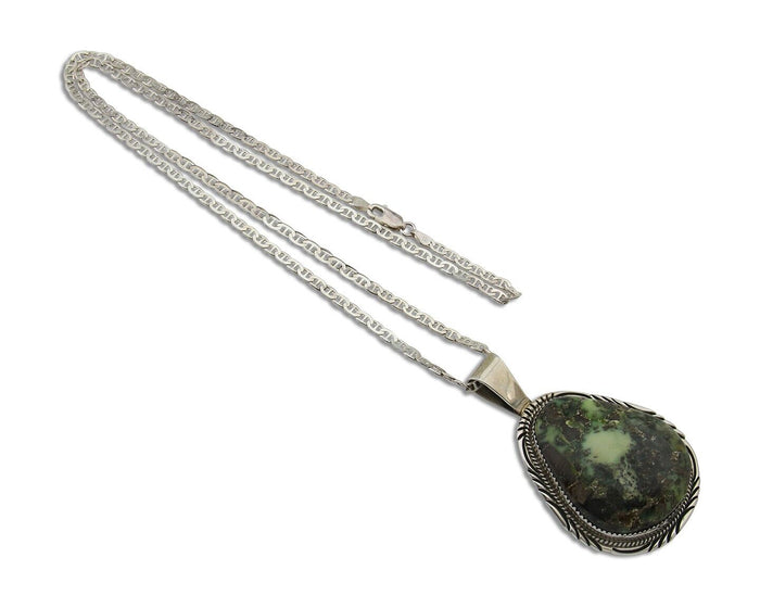 Navajo Necklace 925 Silver Natural Green Turquoise Artist Tony Guerro C.80's