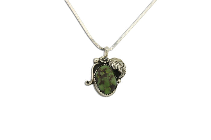 Navajo Necklace 925 Silver Natural Green Turquoise Native American Artist C.80's