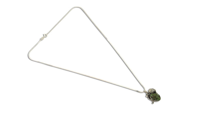 Navajo Necklace 925 Silver Natural Green Turquoise Native American Artist C.80's
