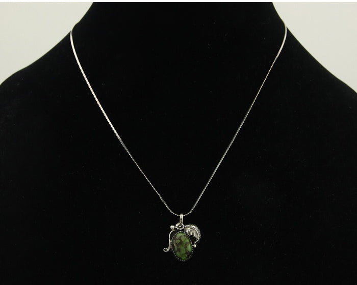 Navajo Necklace 925 Silver Natural Green Turquoise Native American Artist C.80's