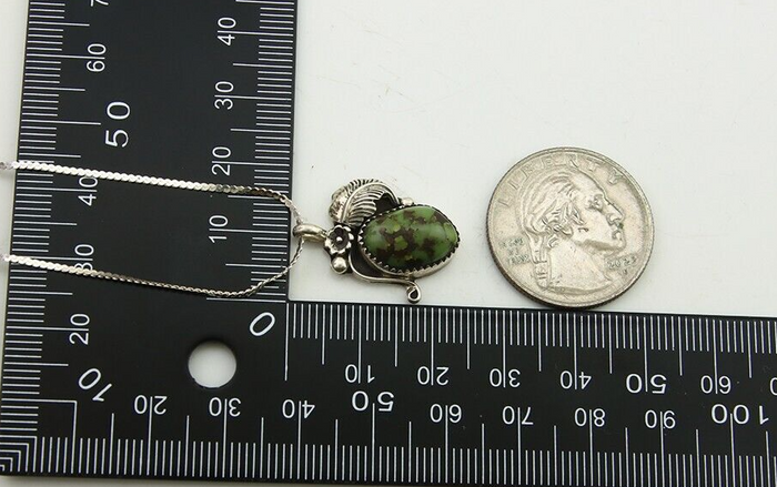 Navajo Necklace 925 Silver Natural Green Turquoise Native American Artist C.80's