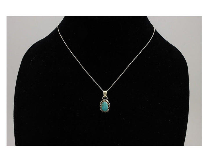 Navajo Necklace 925 Silver Natural Kingman Turquoise Native Artist C.2008