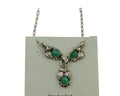 Navajo Necklace 925 Silver Natural Malchite Native American Signed SN C.80's