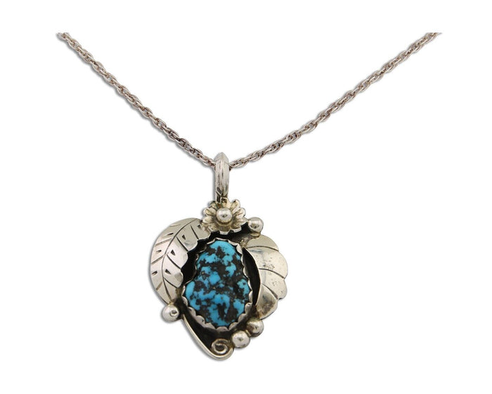 Navajo Necklace 925 Silver Natural Seafoam Turquoise Native Artist C.80's