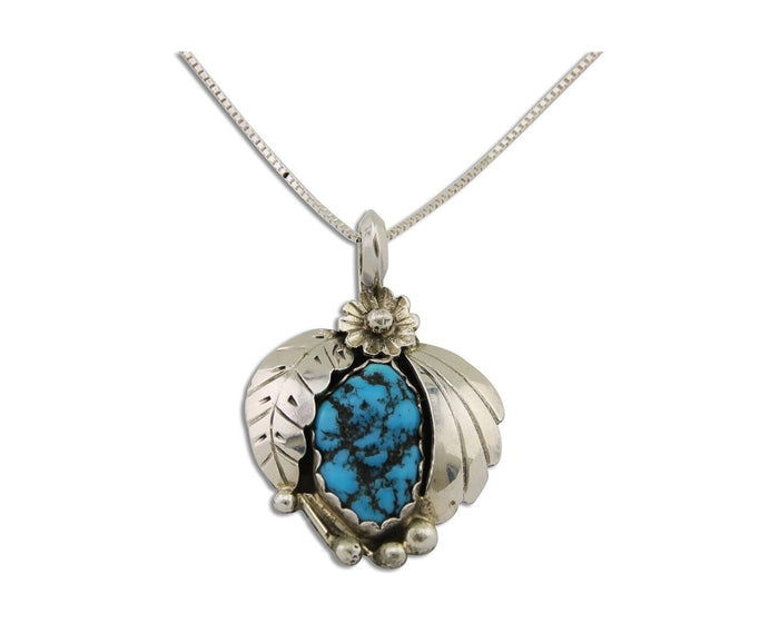 Navajo Necklace 925 Silver Natural Seafoam Turquoise Native Artist C.80's