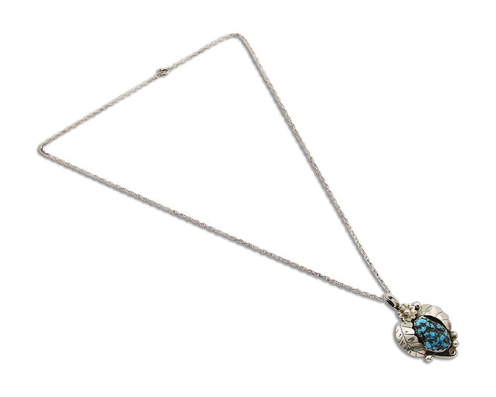 Navajo Necklace 925 Silver Natural Seafoam Turquoise Native Artist C.80's