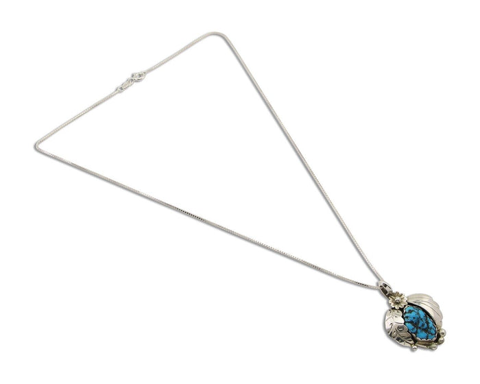 Navajo Necklace 925 Silver Natural Seafoam Turquoise Native Artist C.80's
