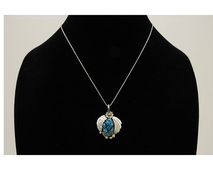 Navajo Necklace 925 Silver Natural Seafoam Turquoise Native Artist C.80's