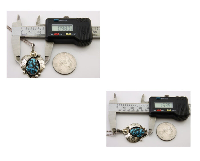 Navajo Necklace 925 Silver Natural Seafoam Turquoise Native Artist C.80's
