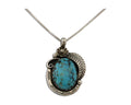 Navajo Necklace 925 Silver Natural Spiderweb Turquoise Native Artist C.80's