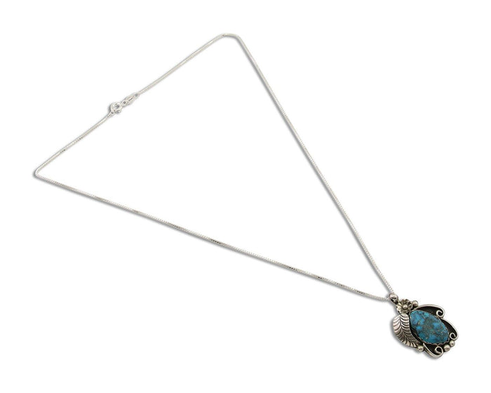 Navajo Necklace 925 Silver Natural Spiderweb Turquoise Native Artist C.80's