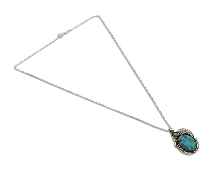 Navajo Necklace 925 Silver Natural Spiderweb Turquoise Native Artist C.80's