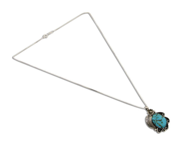 Navajo Necklace 925 Silver Natural Spiderweb Turquoise Native Artist C.80's