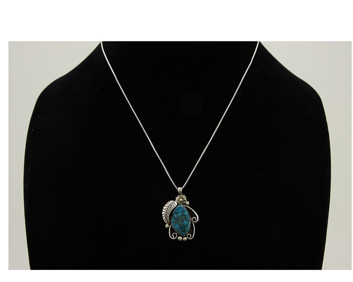 Navajo Necklace 925 Silver Natural Spiderweb Turquoise Native Artist C.80's