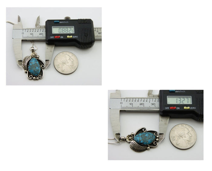 Navajo Necklace 925 Silver Natural Spiderweb Turquoise Native Artist C.80's