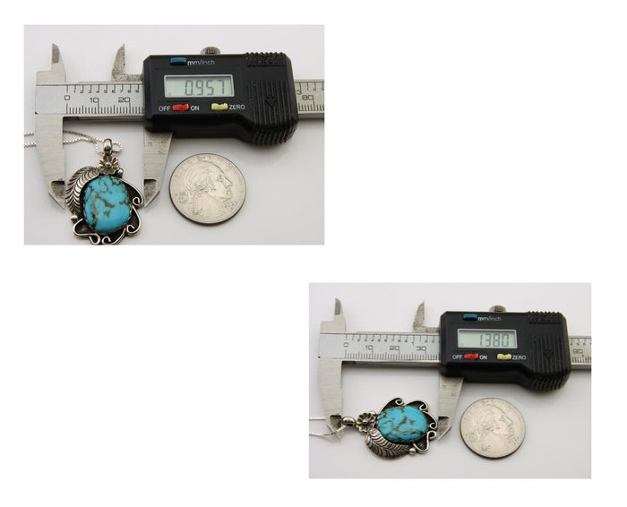 Navajo Necklace 925 Silver Natural Spiderweb Turquoise Native Artist C.80's