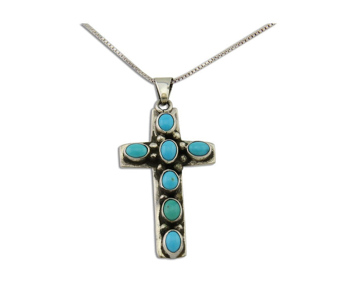 Navajo Necklace 925 Silver Natural Turquoise Artist C Montoya C.80's