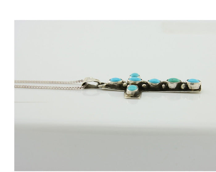 Navajo Necklace 925 Silver Natural Turquoise Artist C Montoya C.80's