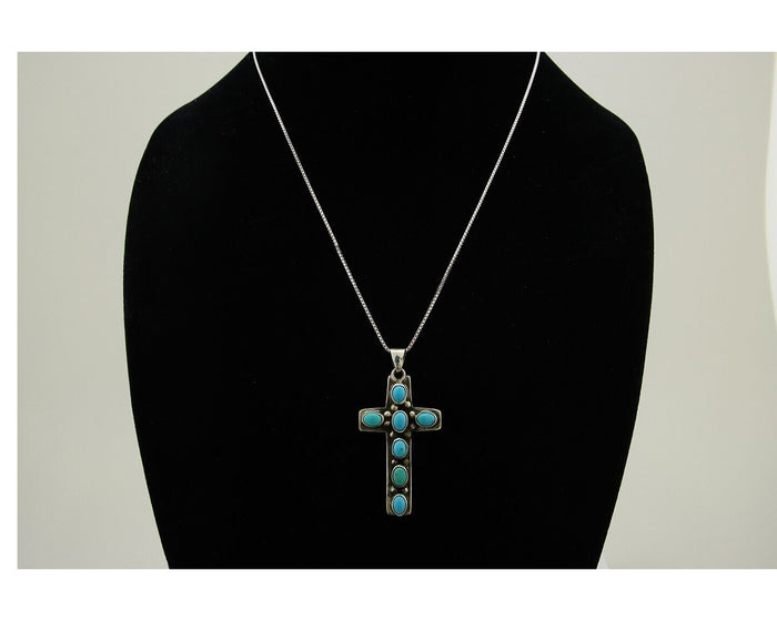 Navajo Necklace 925 Silver Natural Turquoise Artist C Montoya C.80's