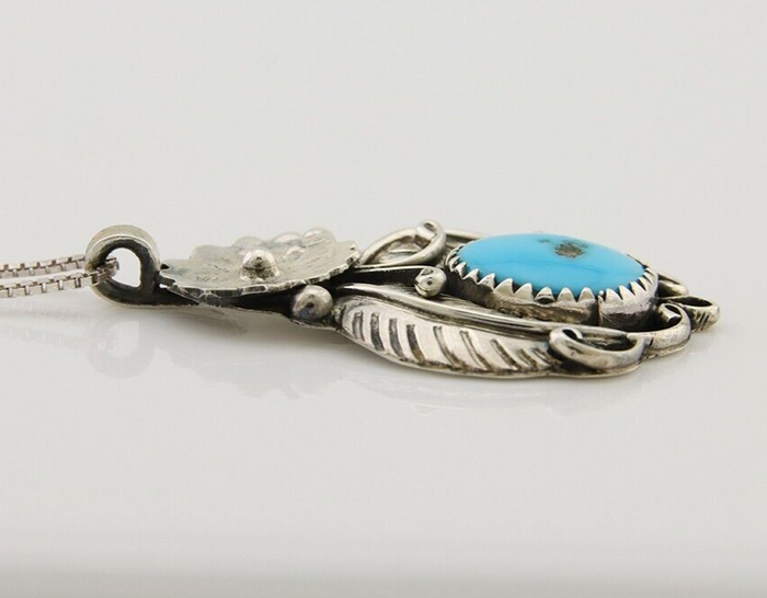 Navajo Necklace 925 Silver Natural Turquoise Artist EH C.80's
