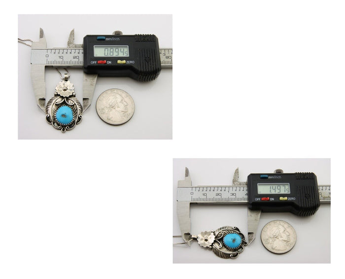 Navajo Necklace 925 Silver Natural Turquoise Artist EH C.80's