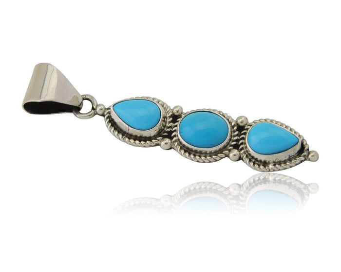 Navajo Necklace 925 Silver Natural Turquoise Artist Kathllen Chavez C.80's