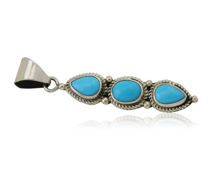 Navajo Necklace 925 Silver Natural Turquoise Artist Kathllen Chavez C.80's