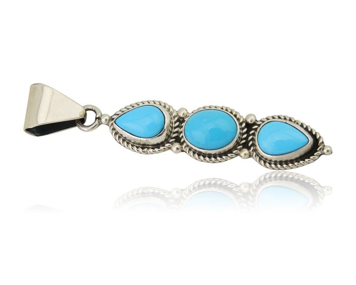 Navajo Necklace 925 Silver Natural Turquoise Artist Kathllen Chavez C.80's