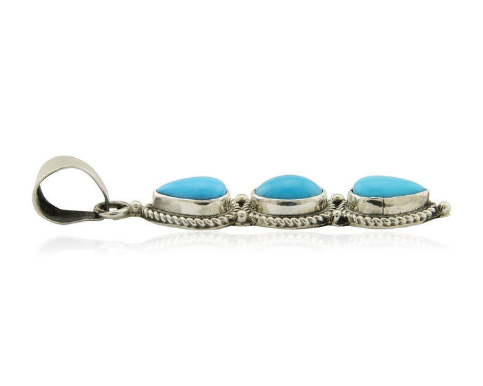 Navajo Necklace 925 Silver Natural Turquoise Artist Kathllen Chavez C.80's