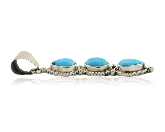 Navajo Necklace 925 Silver Natural Turquoise Artist Kathllen Chavez C.80's