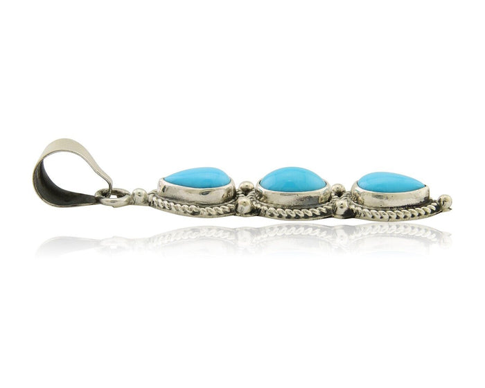Navajo Necklace 925 Silver Natural Turquoise Artist Kathllen Chavez C.80's