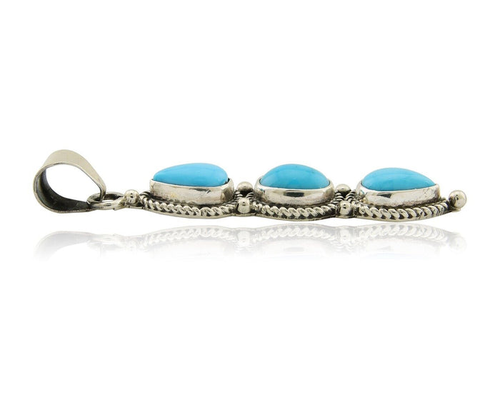 Navajo Necklace 925 Silver Natural Turquoise Artist Kathllen Chavez C.80's