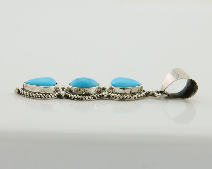 Navajo Necklace 925 Silver Natural Turquoise Artist Kathllen Chavez C.80's