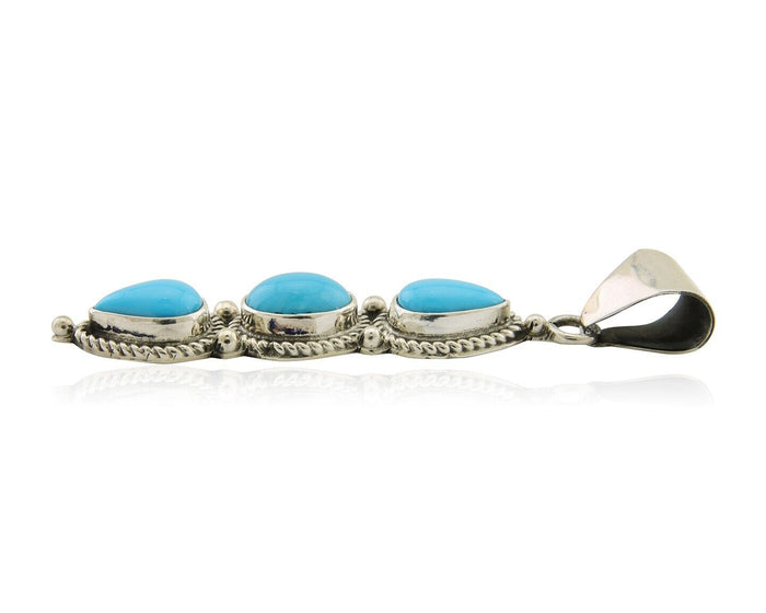 Navajo Necklace 925 Silver Natural Turquoise Artist Kathllen Chavez C.80's