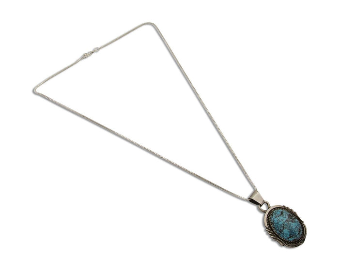 Navajo Necklace 925 Silver Natural Turquoise Artist Kee Montoya C.80's
